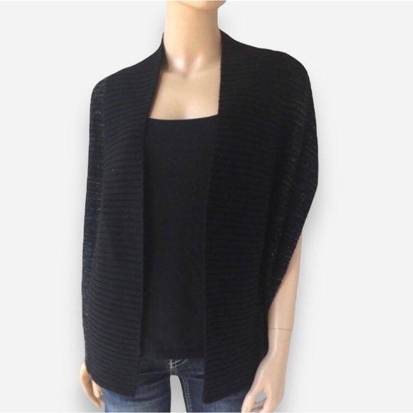 🌸Gap🌸 Sweater Wrap Poncho Sz XS/S Black Open Front - Picture 1 of 6